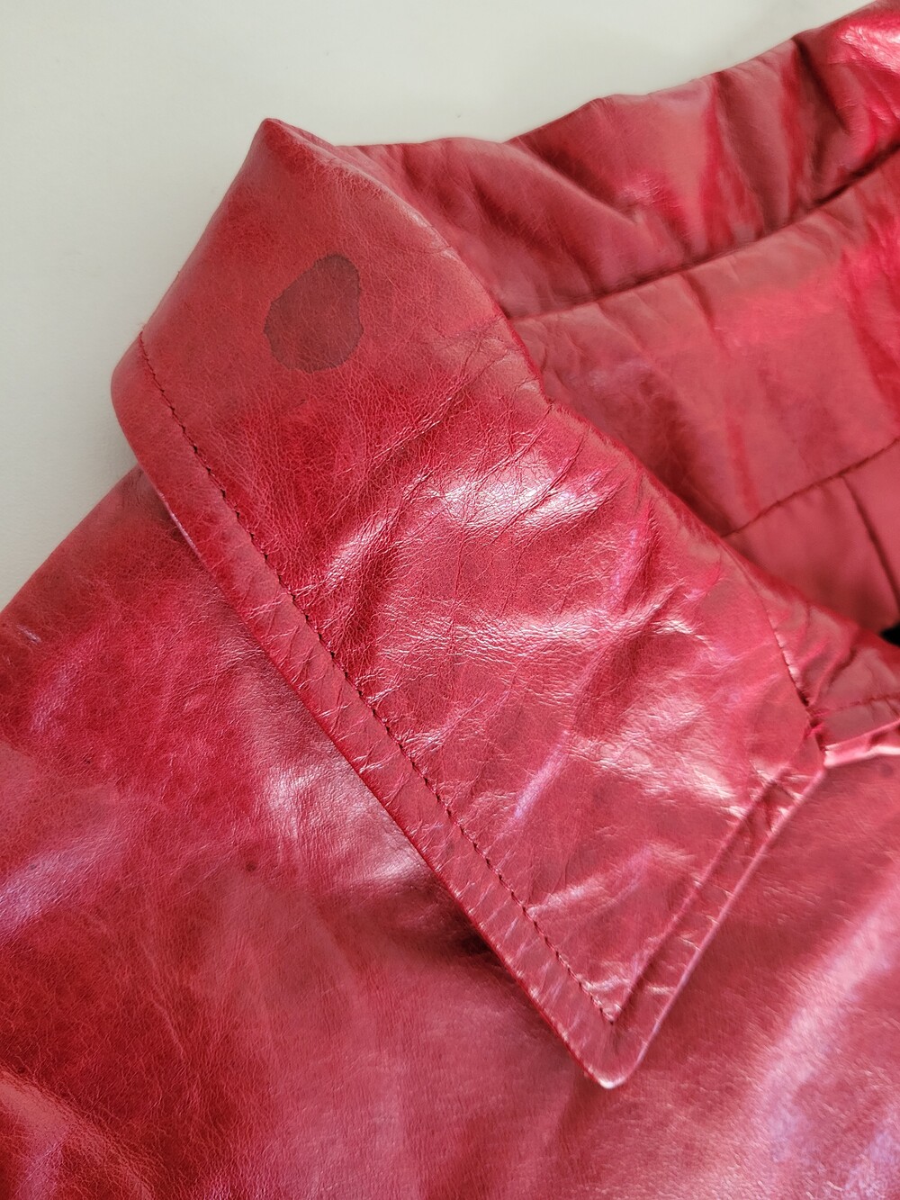 Vintage IDENTIFY Red Leather Matrix Trench Coat Sz 8 Canada Swiss Riri Zipper - Picture 14 of 16
